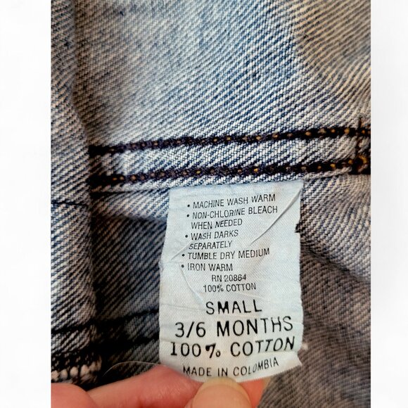 Vintage Ralph Lauren Baby Denim Bib Overalls 3–6M | Med Wash, Adj Straps & Snaps - Picture 12 of 12